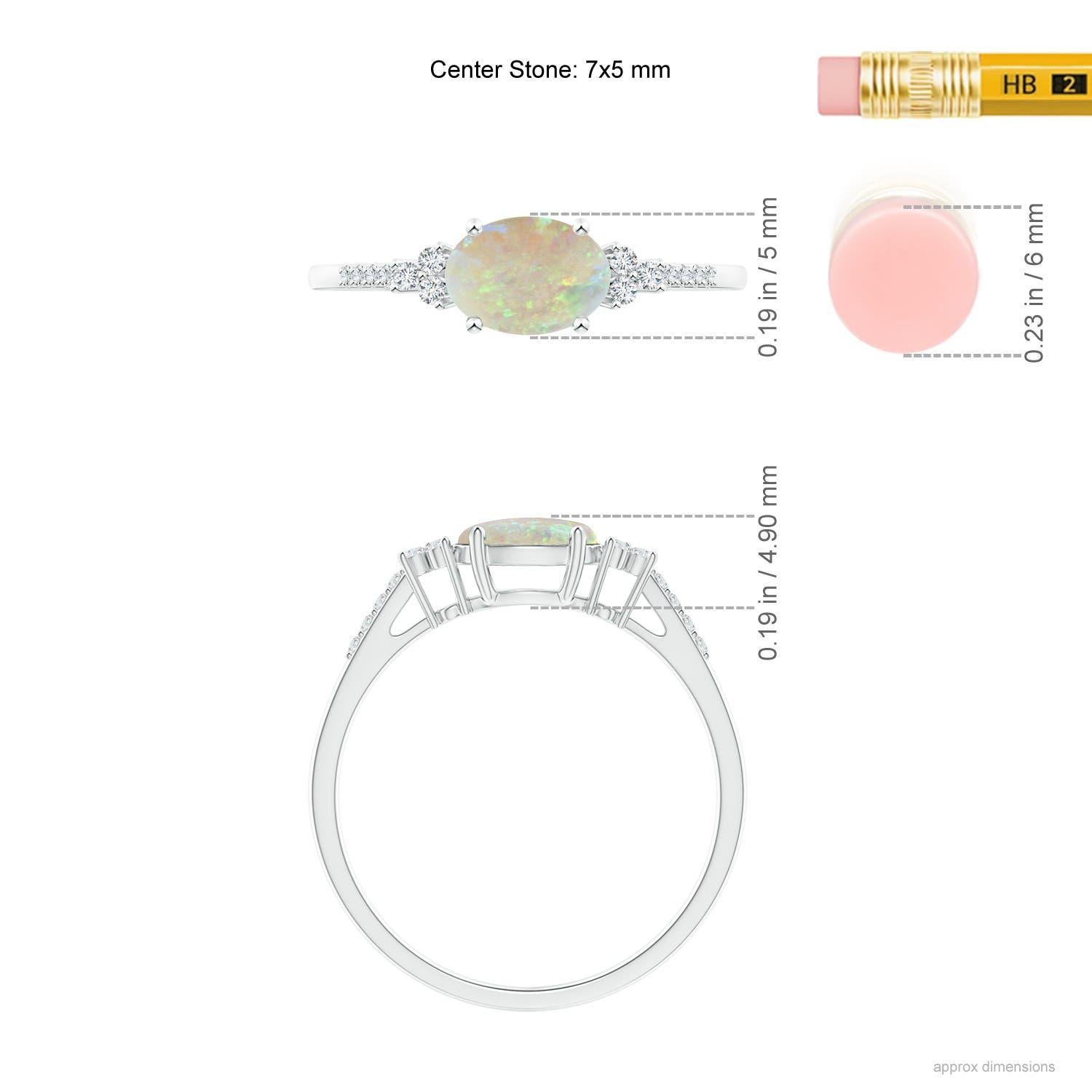 Anello Angara con Opale ovale naturale incastonato orizzontalmente e diamanti in oro massiccio 14K in vendita 1