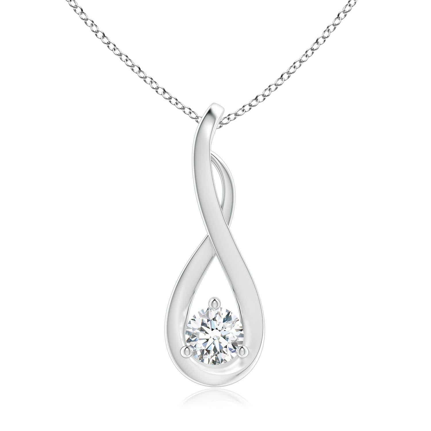Pendentif solitaire en or massif 14K avec diamant infini torsadé naturel Angara