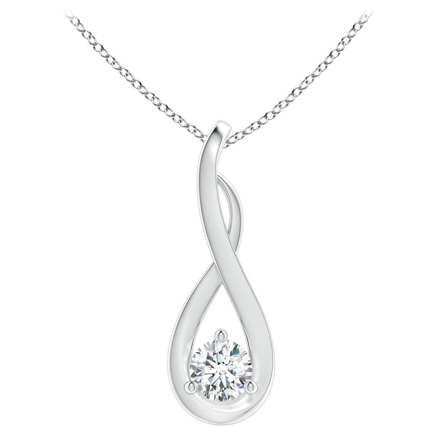 Angara Natural Infinity Twist Diamond Solitaire Anhänger in 14K Solid Gold im Angebot