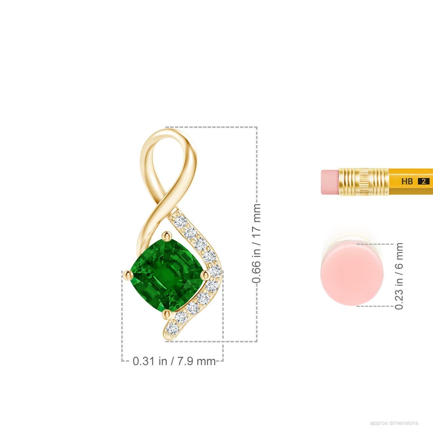 Angara Natural Infinity Twist Emerald Pendant with Diamond in 14K Solid Gold In New Condition For Sale In Los Angeles, CA