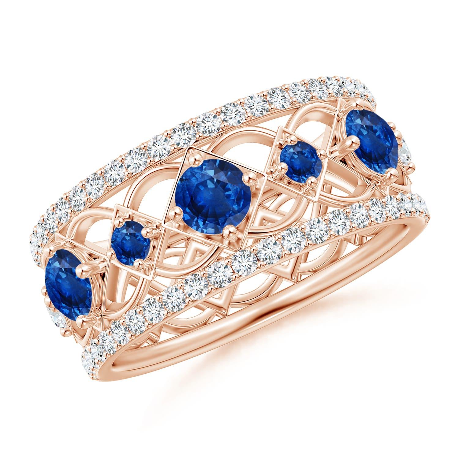 Angara Natural Inspired Graduated Sapphire und Diamant-Ring in 14K Solid Gold im Angebot 2