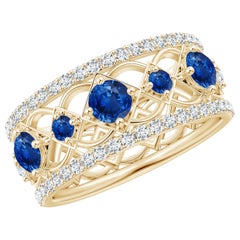 Angara Natural Inspired Graduated Sapphire und Diamant-Ring in 14K Solid Gold