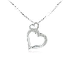 Pendentif cœur incliné en or massif 14K avec diamants naturels entrelacés Angara