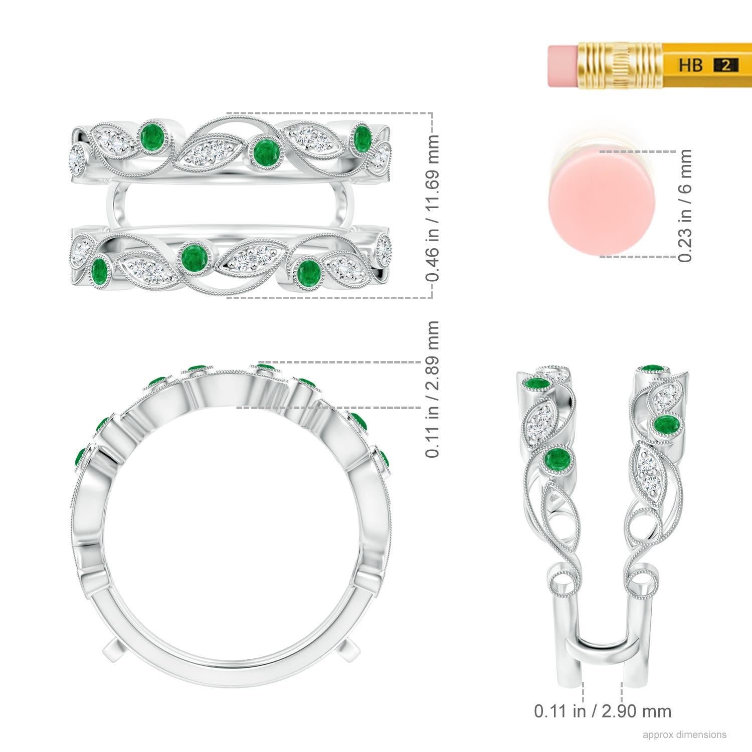 Anello Angara con motivo a foglia naturale, smeraldo e diamante, in oro massiccio 14K in vendita 1