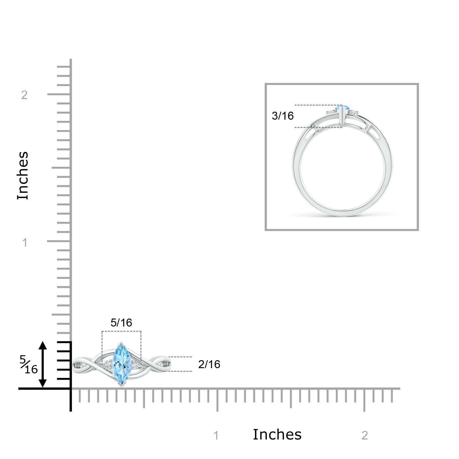 Angara natürlichen Marquise Aquamarin Solitär-Ring mit Diamant in 14K massivem Gold im Zustand „Neu“ im Angebot in Los Angeles, CA