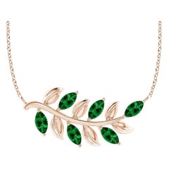 Angara Natürlicher Marquise Smaragd Olive Branch Anhänger in 14K Rose Gold für Frauen