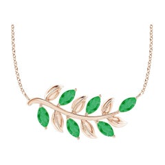 Angara Natürlicher Marquise Smaragd Olive Branch Anhänger in 14K Rose Gold für Frauen