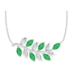 Angara Natural Marquise Emerald Olive Branch Anhänger in 14K Weißgold