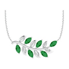 Angara Natural Marquise Emerald Olive Branch Anhänger in 14K Weißgold