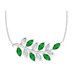 Angara Natural Marquise Emerald Olive Branch Anhänger in 14K Weißgold