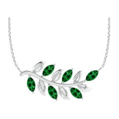 Angara Natural Marquise Emerald Olive Branch Anhänger in 14K Weißgold