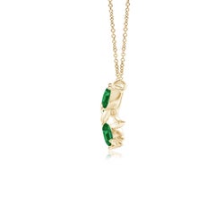 Angara Natural Marquise Emerald Olive Branch Pendant in 14K Yellow Gold