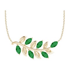 Angara Natural Marquise Emerald Olive Branch Anhänger in 14K Gelbgold