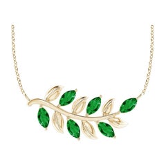 Ciondolo a forma di smeraldo marquise naturale di Angara con Branch di Oliver in oro giallo 14 carati