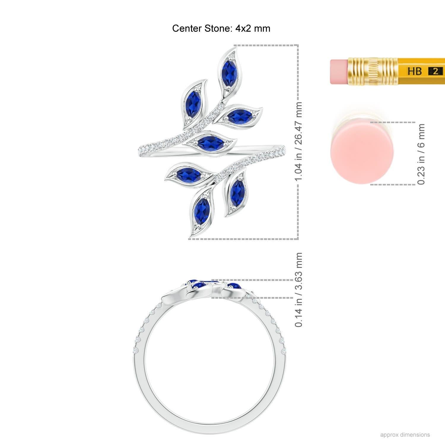 Anello Angara con zaffiro marquise naturale e foglia d'ulivo in oro massiccio 14K per donna in vendita 1