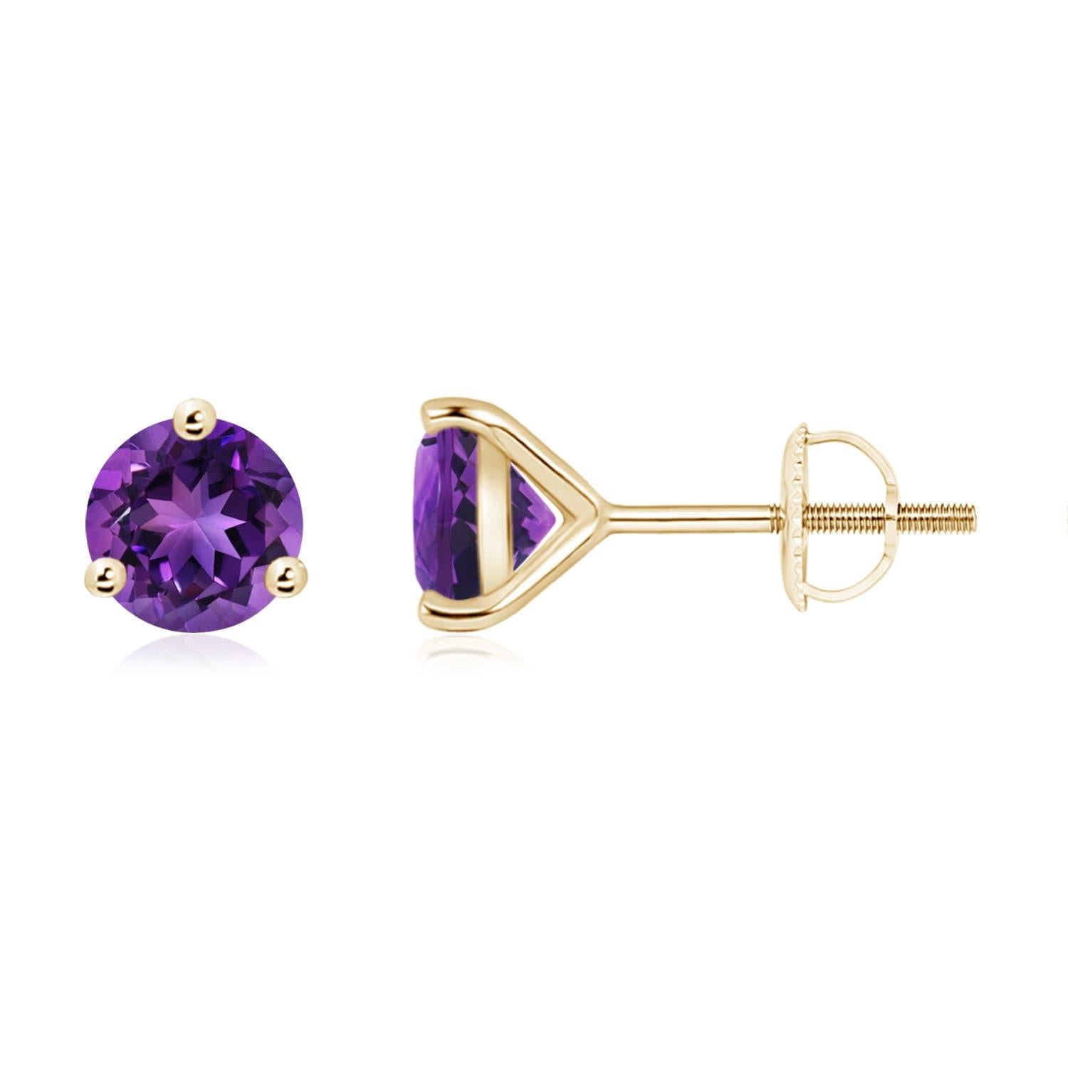Angara natürlichen Martini-Set Runde 1,6 ct Amethyst Ohrstecker in 14K massivem Gold im Zustand „Neu“ im Angebot in Los Angeles, CA