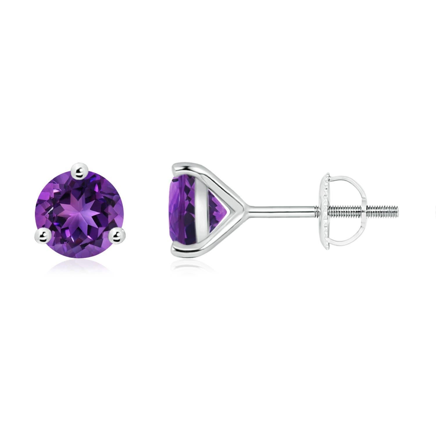 Angara natürlichen Martini-Set Runde 1,6 ct Amethyst Ohrstecker in 14K massivem Gold Damen im Angebot