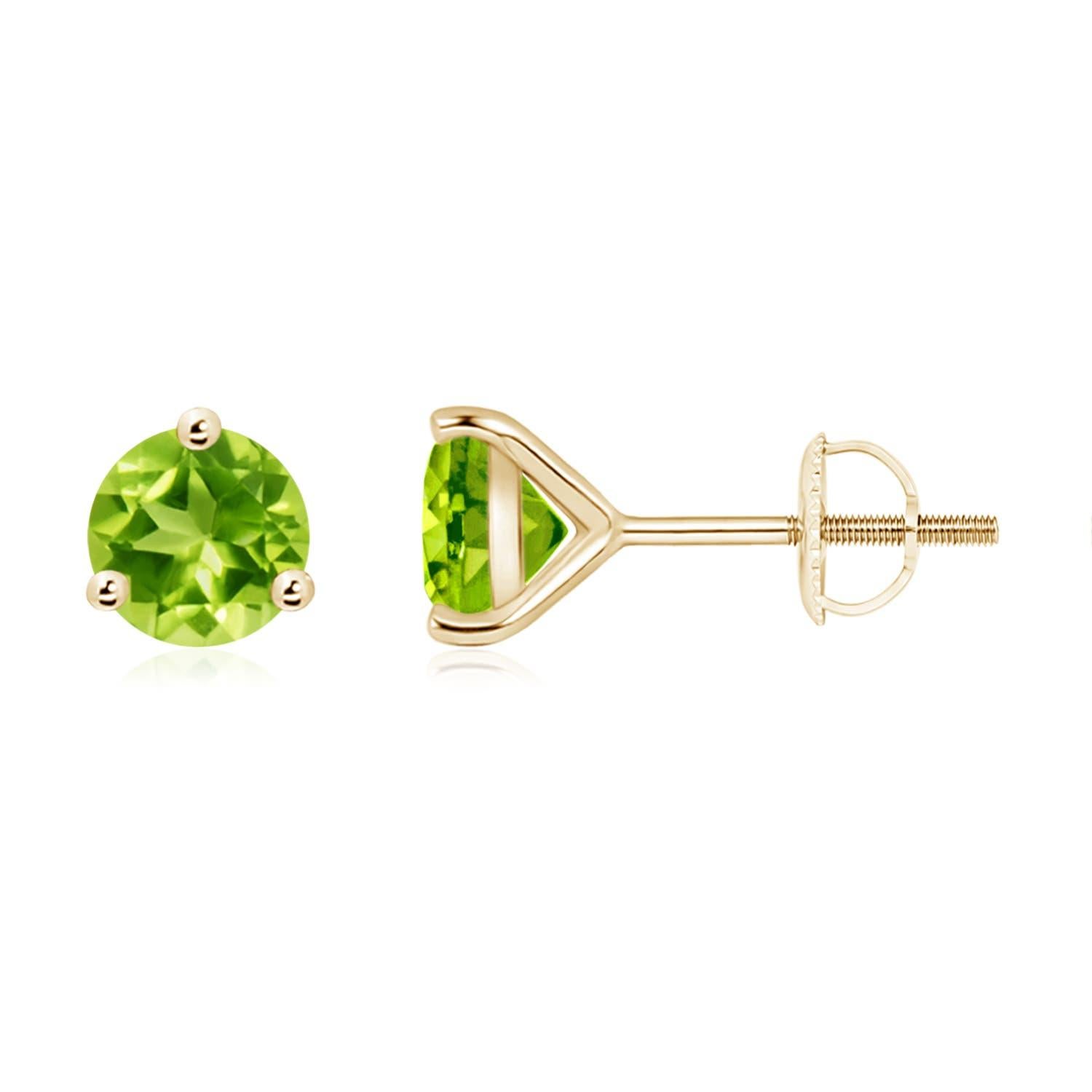 Angara natürlichen Martini-Set Runde 1,9 ct Peridot Ohrstecker in 14K massivem Gold Damen im Angebot