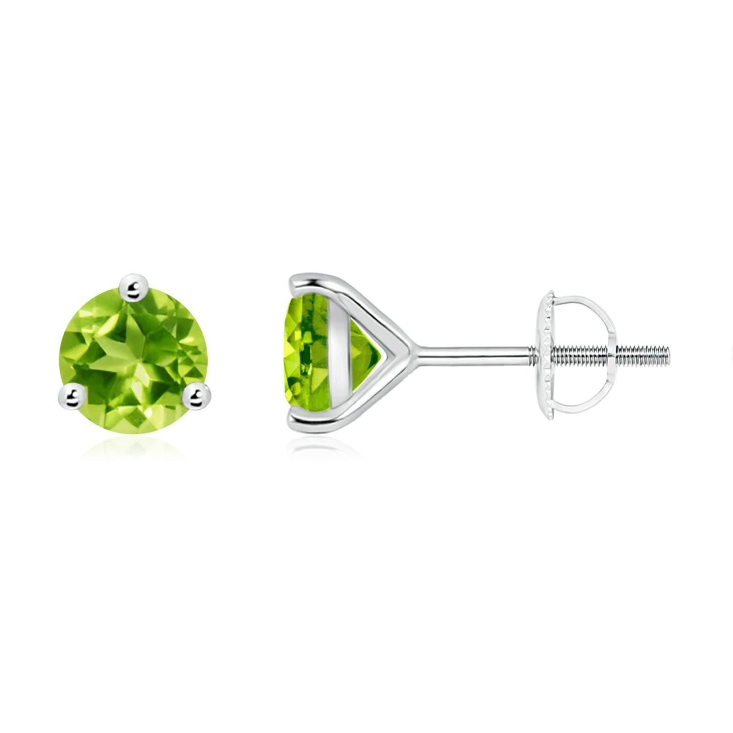 Angara natürlichen Martini-Set Runde 1,9 ct Peridot Ohrstecker in 14K massivem Gold im Angebot 1