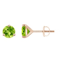 Orecchini con perno di peridoto Angara Natural Martini-Set Round da 1,9 ct in oro massiccio 14K
