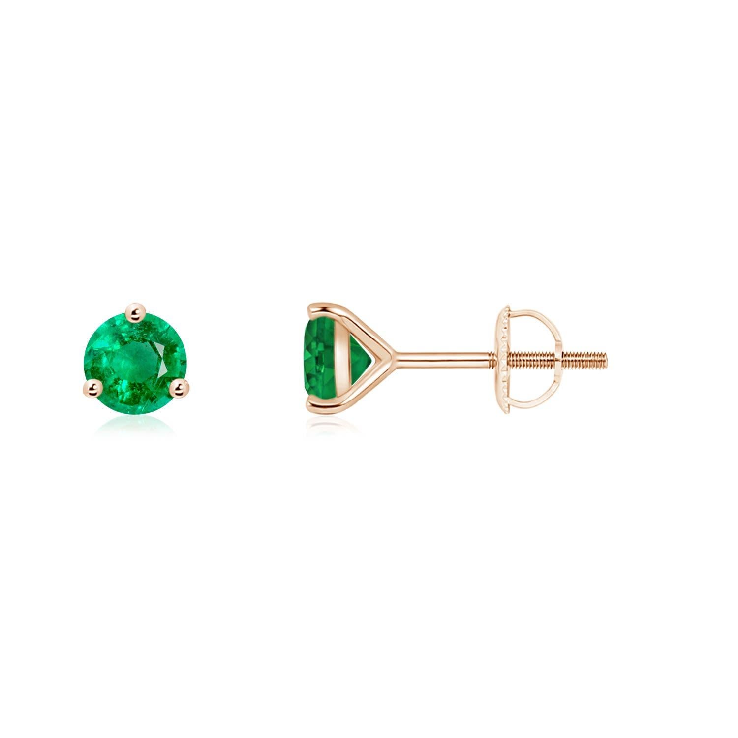 Angara Natürliche Martini-Set Runde Smaragd Ohrstecker in 14K Solid Gold Damen im Angebot