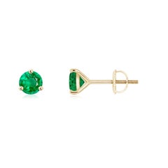 Angara Natürliche Martini-Set Runde Smaragd Ohrstecker in 14K Solid Gold