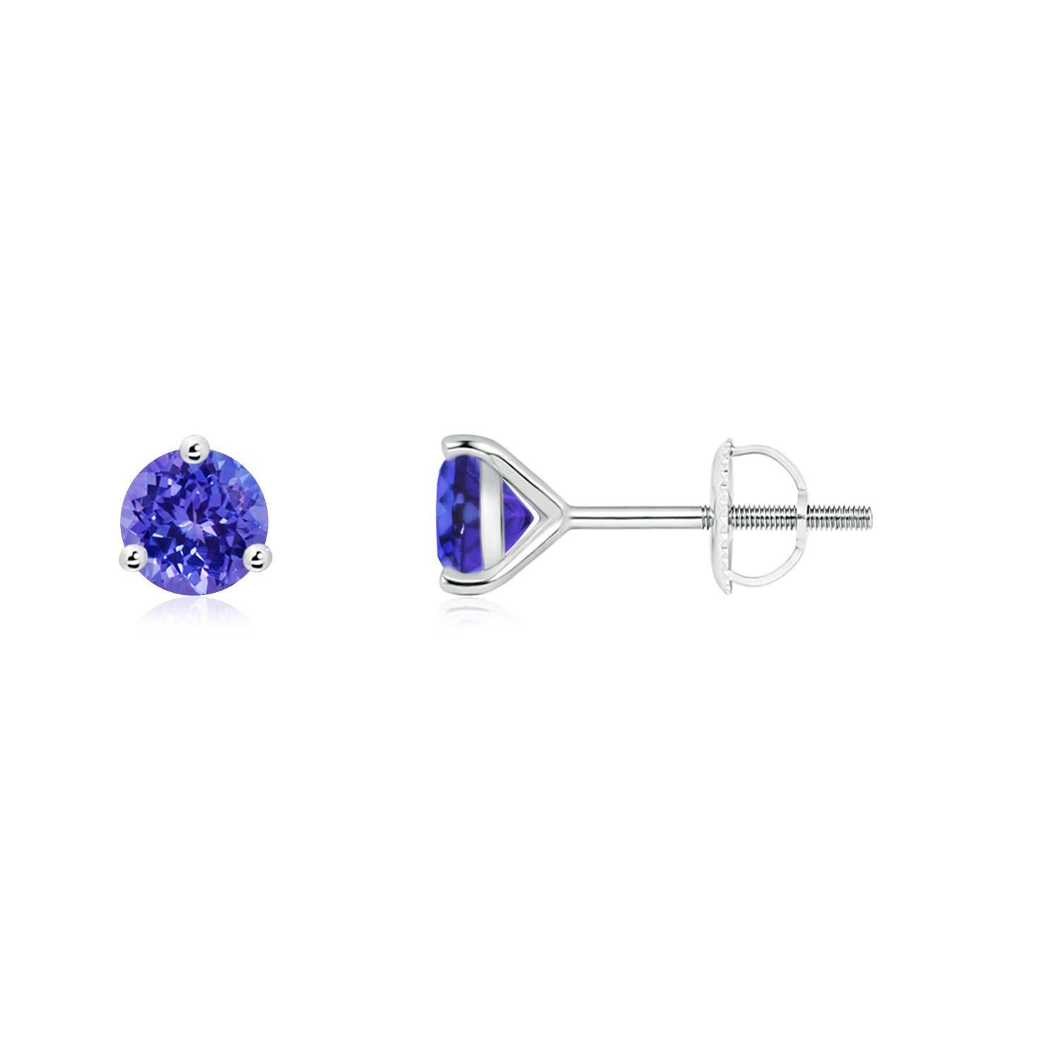 Donna Orecchini con perno di tanzanite rotonda Angara Nature Martini-Set in oro massiccio 14 carati in vendita