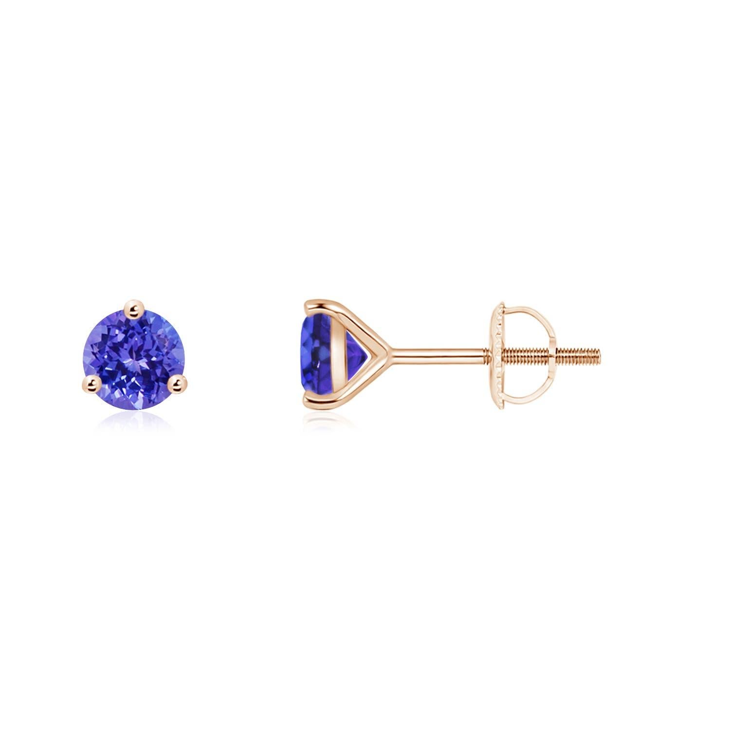 Orecchini con perno di tanzanite rotonda Angara Nature Martini-Set in oro massiccio 14 carati in vendita 1