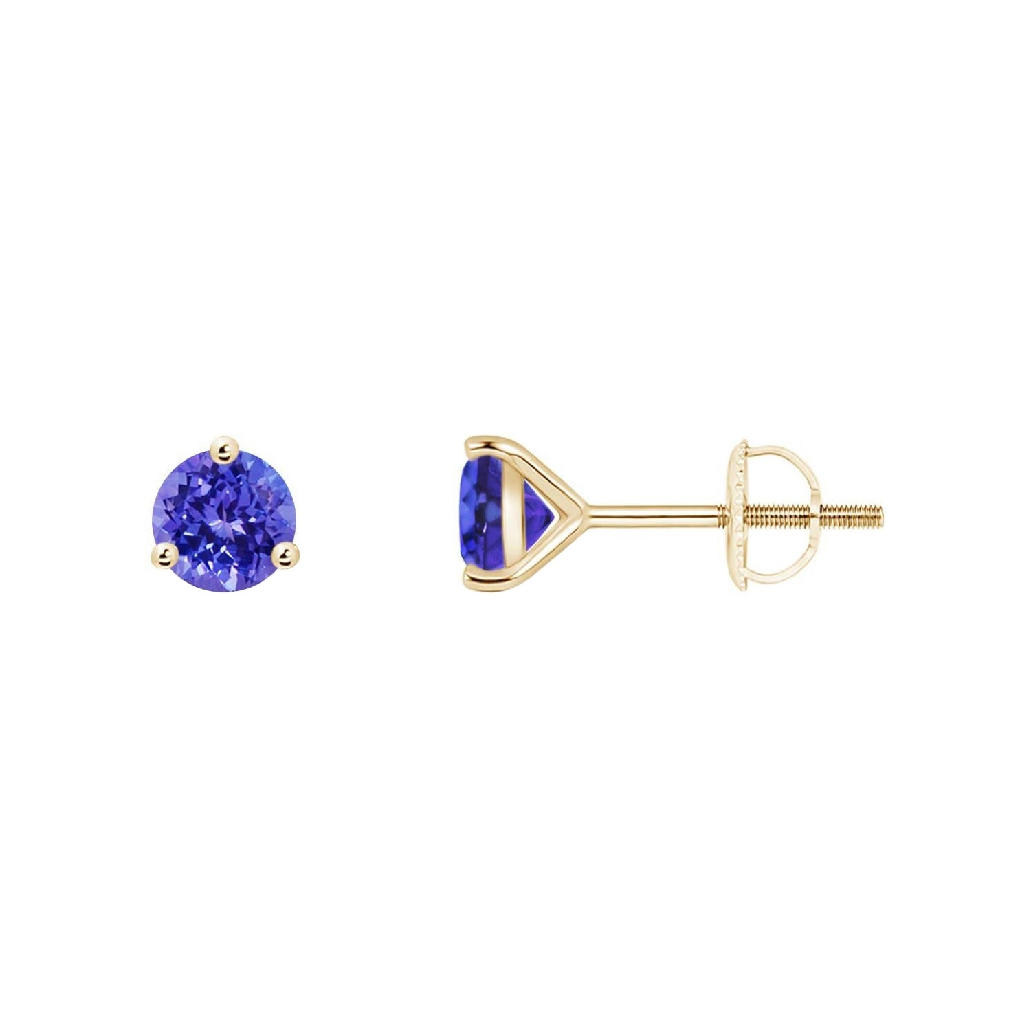 Orecchini con perno di tanzanite rotonda Angara Nature Martini-Set in oro massiccio 14 carati in vendita