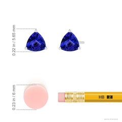 Angara Natural Martini-Set Trillion Tanzanite Stud Earrings in 14K Solid Gold