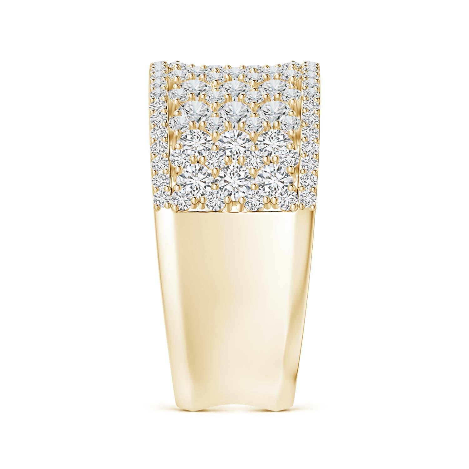 Angara Natürliche Multi-Row 1,72 ct Diamant konkaven breiten Ring in 14K massivem Gold (Rundschliff) im Angebot