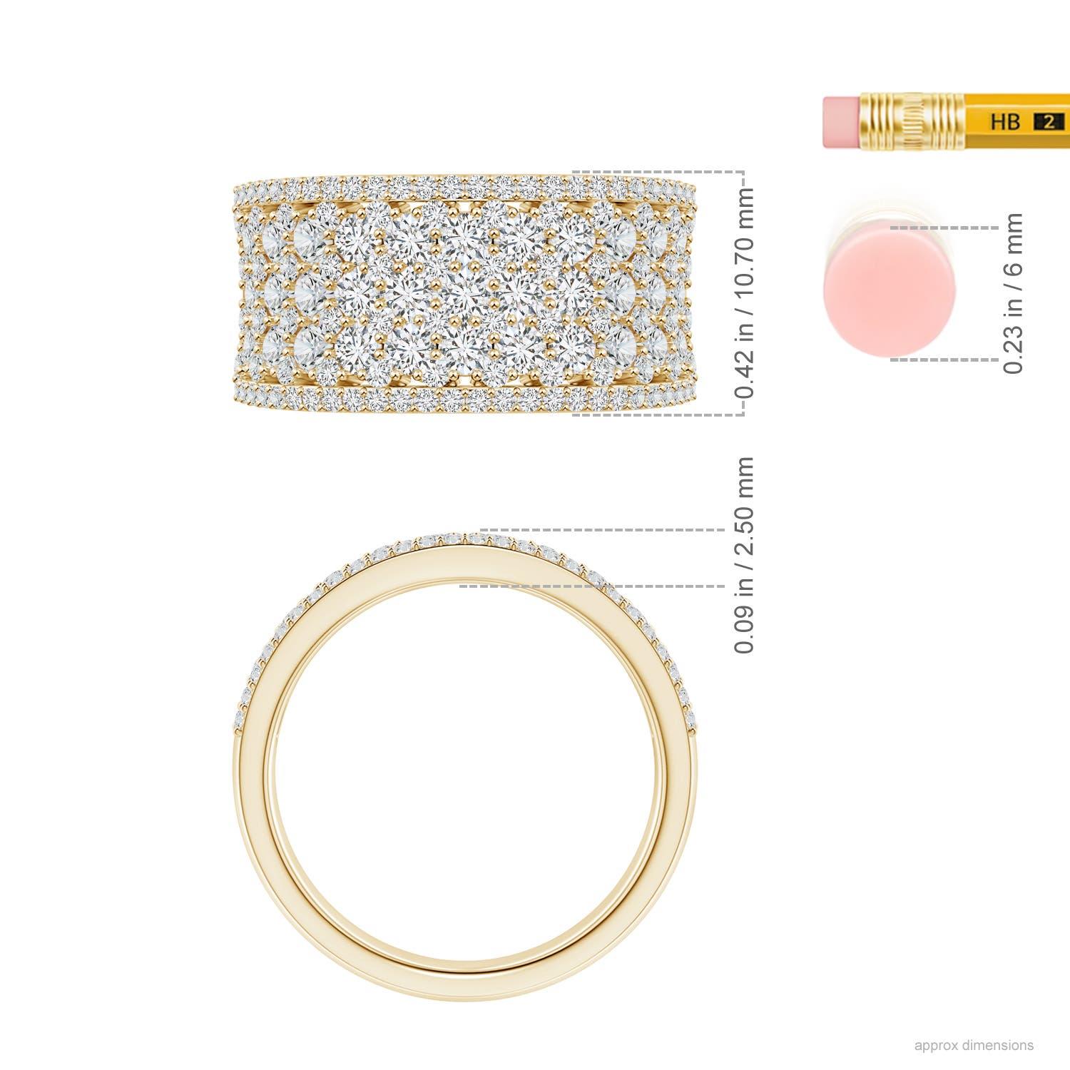 Angara Natürliche Multi-Row 1,72 ct Diamant konkaven breiten Ring in 14K massivem Gold im Zustand „Neu“ im Angebot in Los Angeles, CA