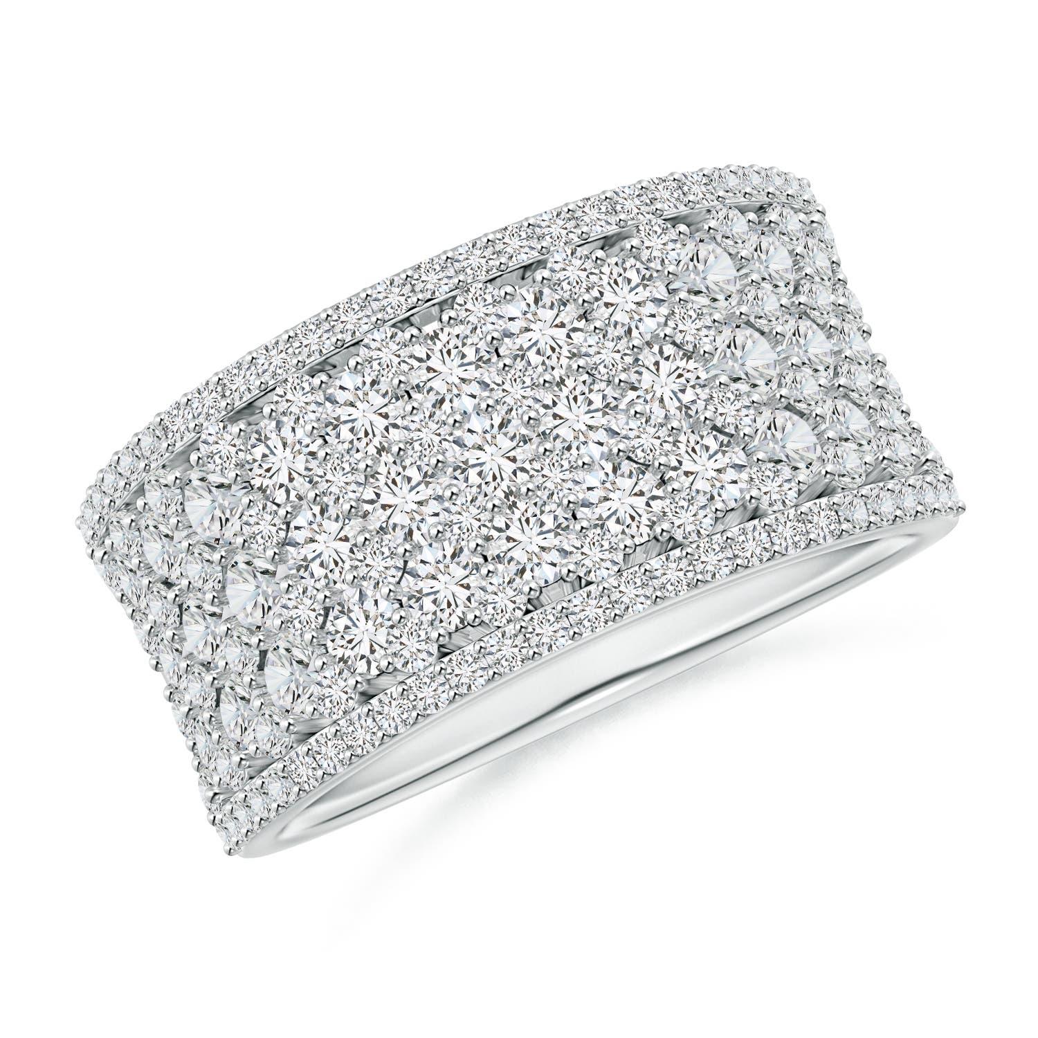 Angara Natürliche Multi-Row 1,72 ct Diamant konkaven breiten Ring in 14K massivem Gold Damen im Angebot