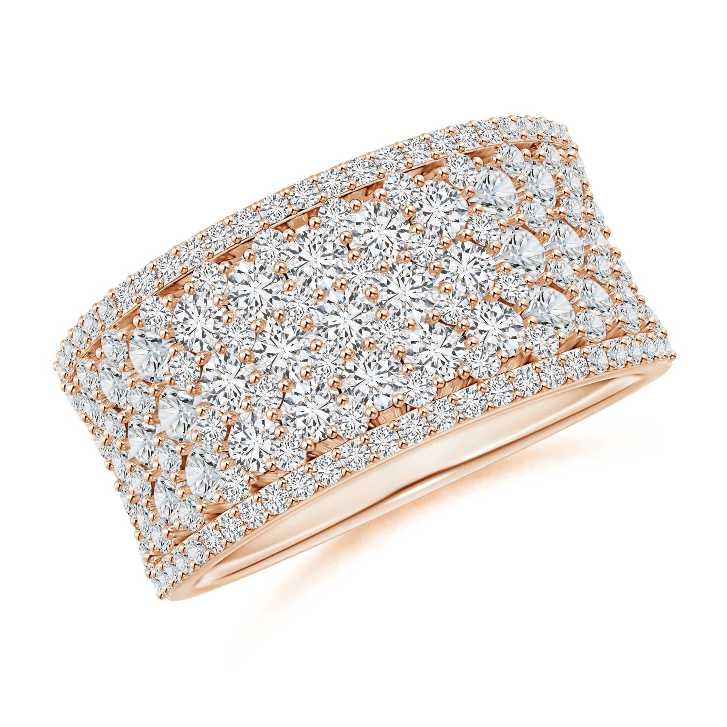 Angara Natürliche Multi-Row 1,72 ct Diamant konkaven breiten Ring in 14K massivem Gold im Angebot 1