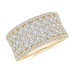 Angara Natural Multi-Row 1.72 ct Diamond Concave Broad Ring en or massif 14K