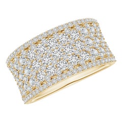 Angara Natürliche Multi-Row 1,72 ct Diamant konkaven breiten Ring in 14K massivem Gold