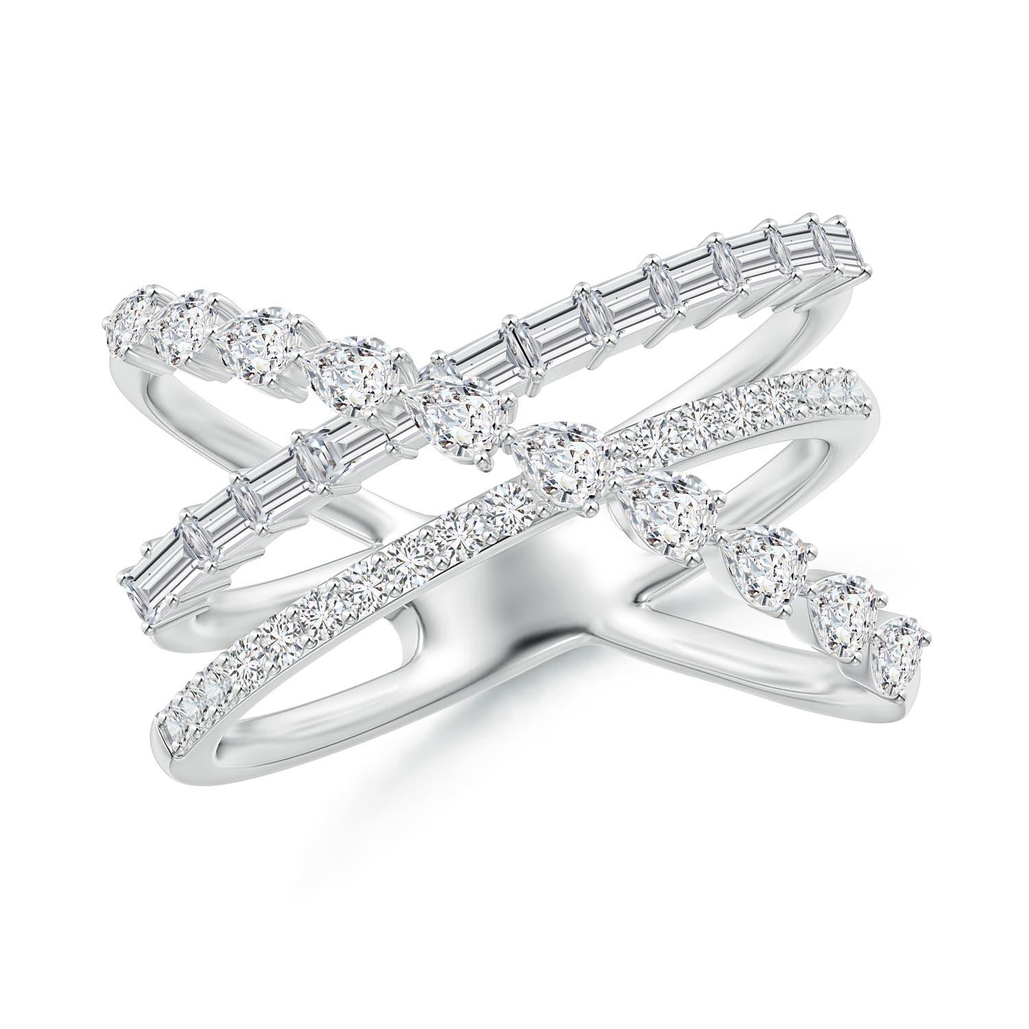 Angara natürlichen Multi-Shape Diamond Crossover Ring in 14K massivem Gold für Frauen im Zustand „Neu“ im Angebot in Los Angeles, CA