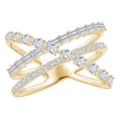 Angara natürlichen Multi-Shape Diamond Crossover Ring in 14K massivem Gold für Frauen