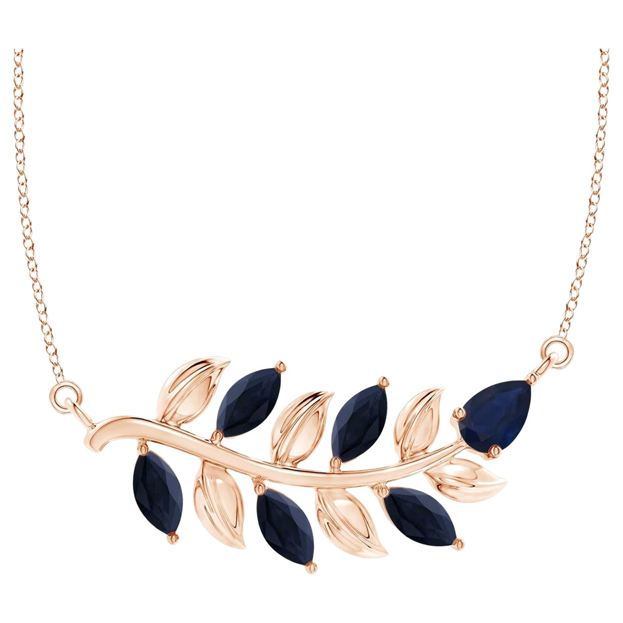 ANGARA Collar de Zafiro Azul Inspirado en la Naturaleza Natural de 1 ct en Oro Rosa de 14K