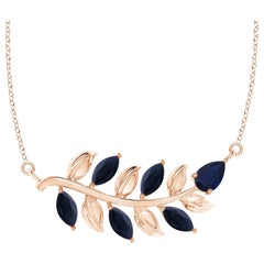 ANGARA Collier saphir bleu 1 ct en or rose 14K inspiré par la Nature