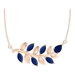 ANGARA Collier saphir bleu 1 ct en or rose 14K inspiré par la Nature