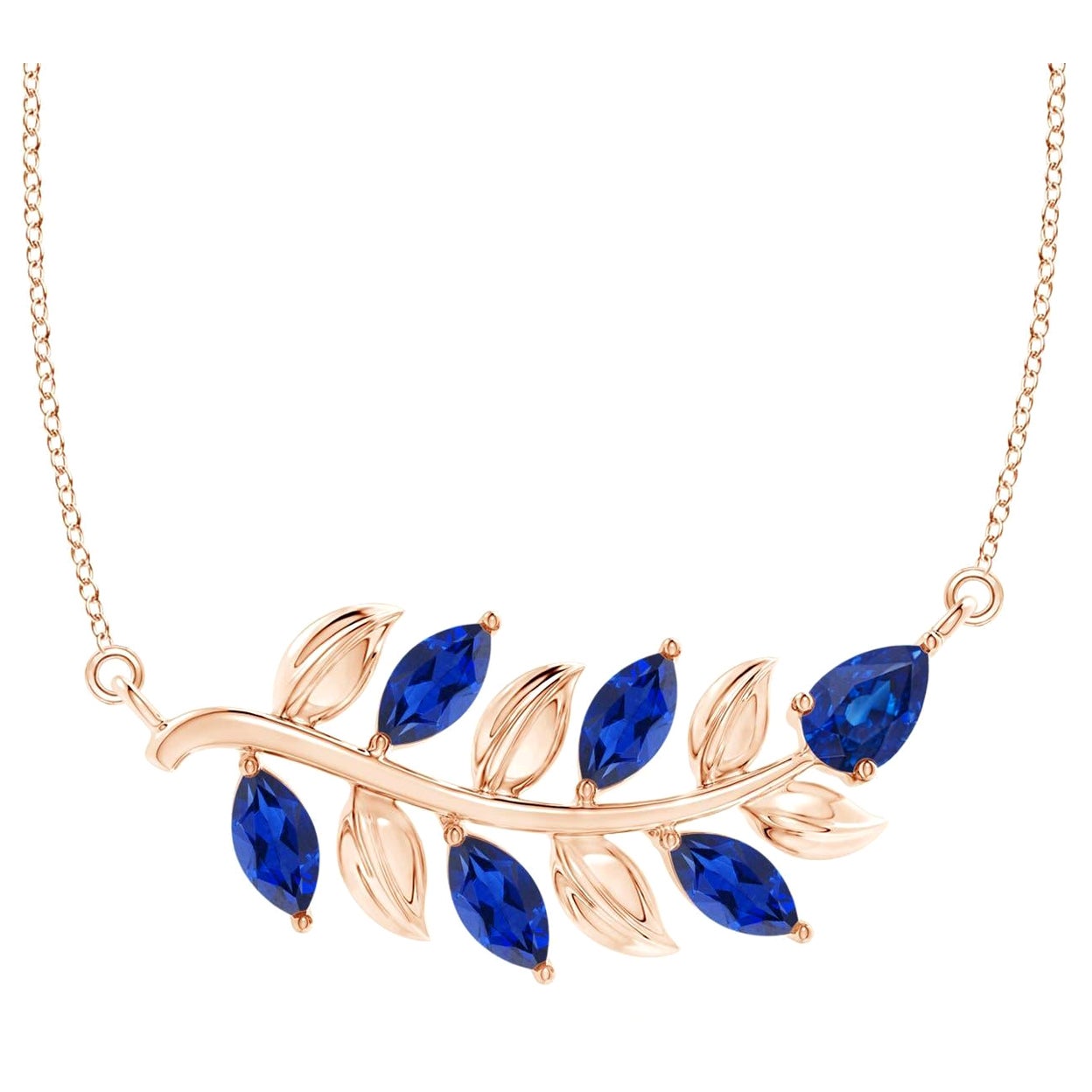 ANGARA Natural Nature Inspired 1 ct Blue Sapphire Necklace in 14K Rose Gold