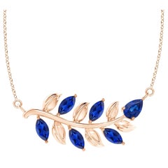 ANGARA Collier saphir bleu 1 ct en or rose 14K inspiré par la Nature