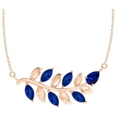 ANGARA Collier saphir bleu 1 ct en or rose 14K inspiré par la Nature