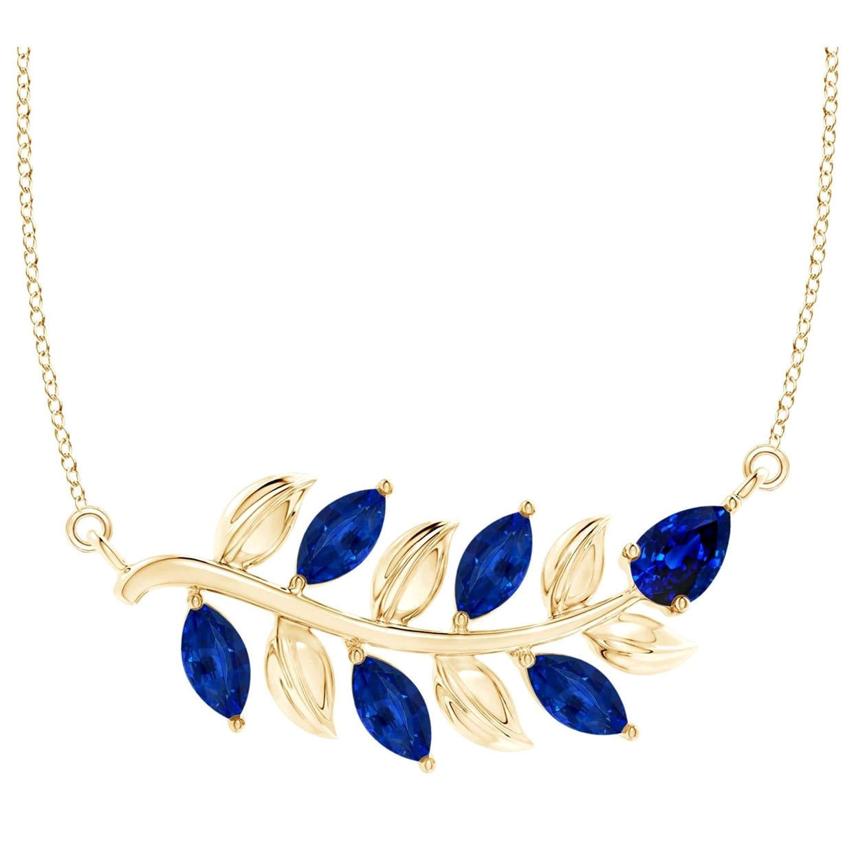 ANGARA Collar de Zafiro Azul Inspirado en la Naturaleza Natural de 1 ct en Oro Amarillo de 14K