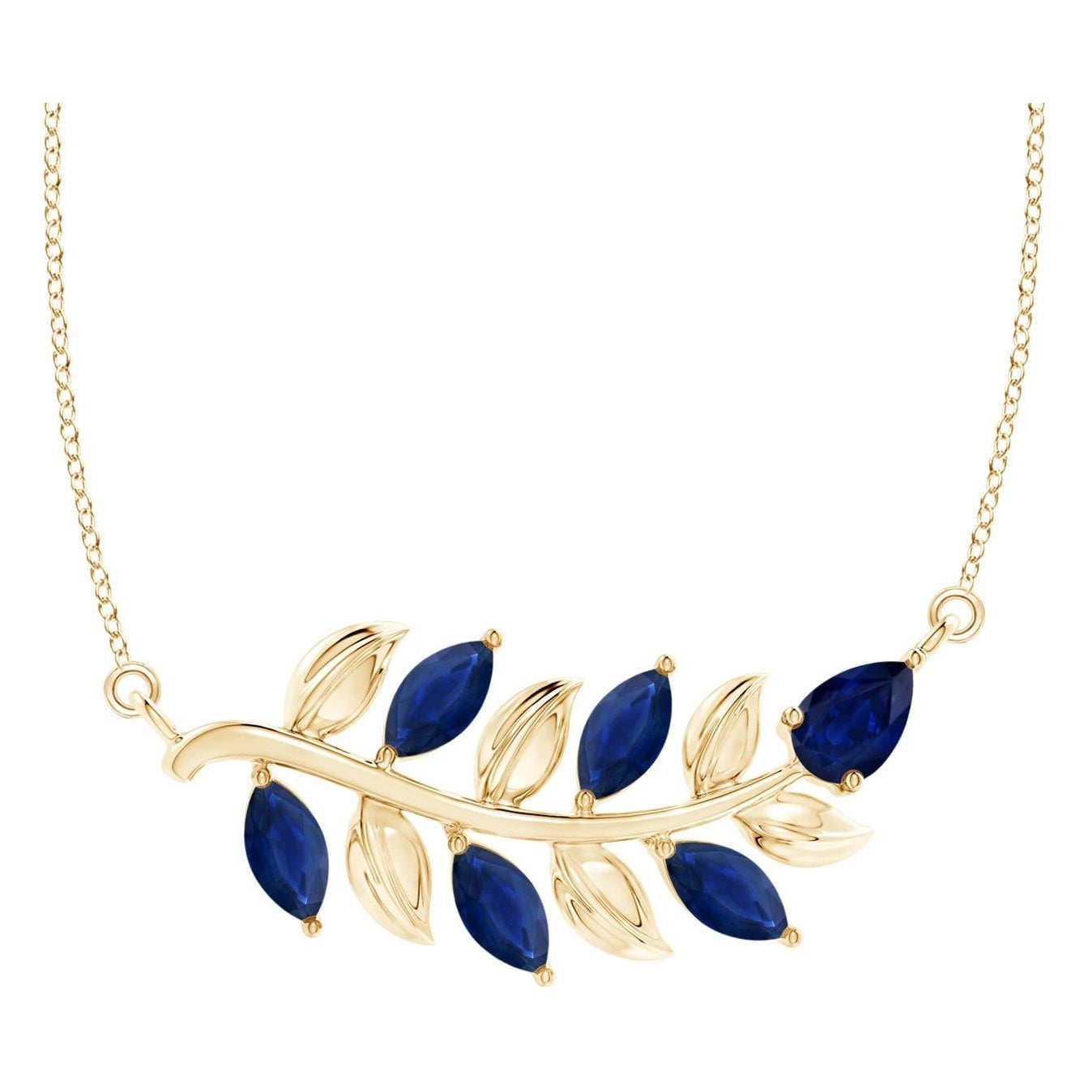 ANGARA Collar de Zafiro Azul Inspirado en la Naturaleza Natural de 1 ct en Oro Amarillo de 14K