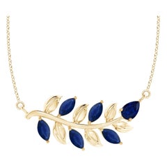 ANGARA Collier en or jaune 14K inspiré par la Nature 1 ct de saphir bleu
