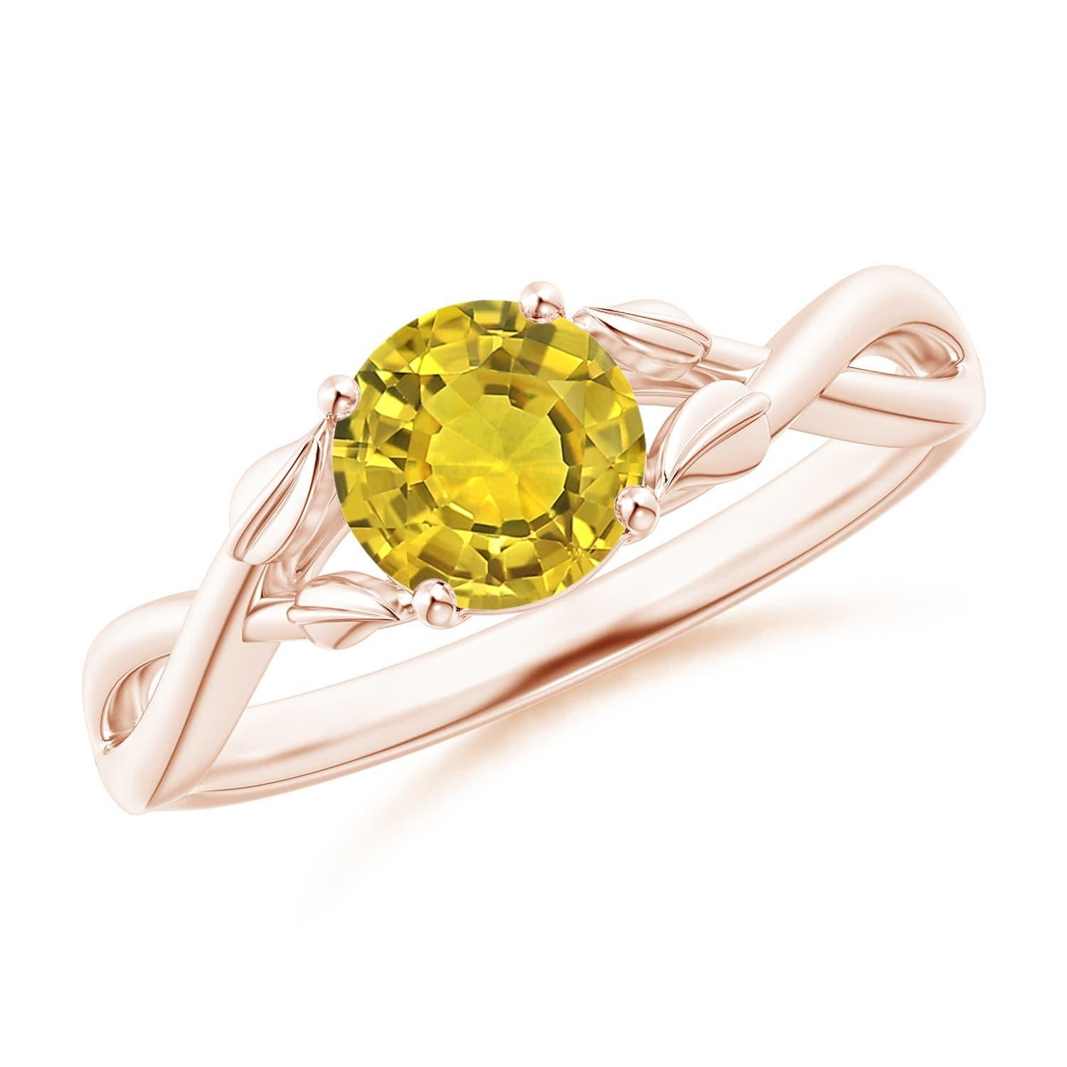 Anello Angara con zaffiro giallo da 1 carato in oro massiccio 14 carati, ispirato alla Nature. in vendita 1