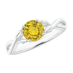 Anello Angara con zaffiro giallo da 1 carato in oro massiccio 14 carati, ispirato alla Nature.