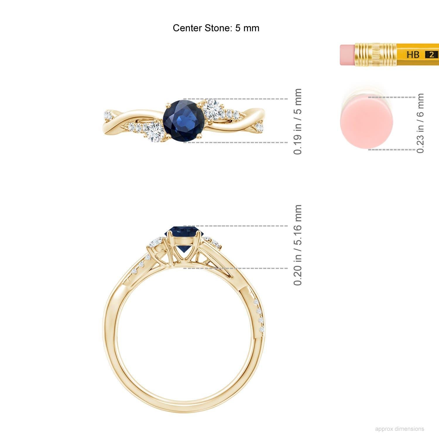 De las mujeres Anillo Angara de Zafiro Azul y Diamante Inspirado en la Naturaleza Natural en Oro Macizo de 14K en venta